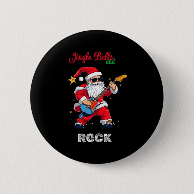 Jingle Bell And Rock Christmas Santa Rolling Playi Button (Front)