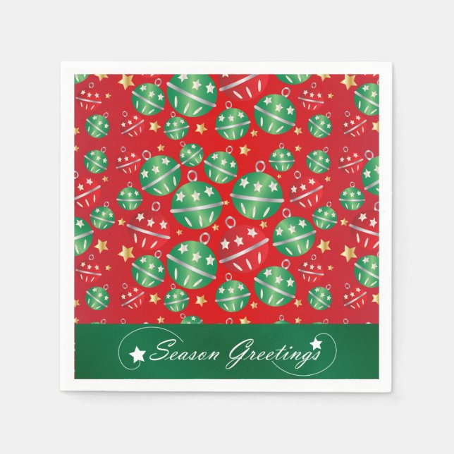 Jingle Bell Christmas Ornament Design Pattern Paper Napkins (Front)