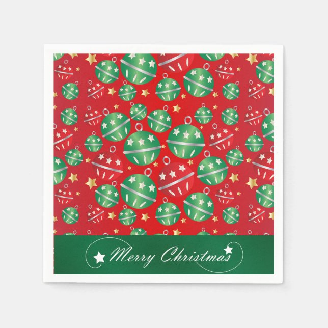 Jingle Bell Christmas Ornament Design Pattern Paper Napkins (Front)