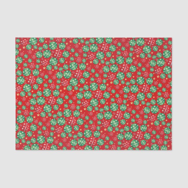 Jingle Bell Christmas Ornament Design Pattern Tissue Paper (Front)