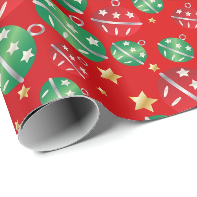 Jingle Bell Christmas Ornament Design Pattern Wrapping Paper (Roll Corner)