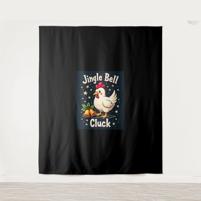 Jingle Bell Cluck Chicken Tapestry (Front)