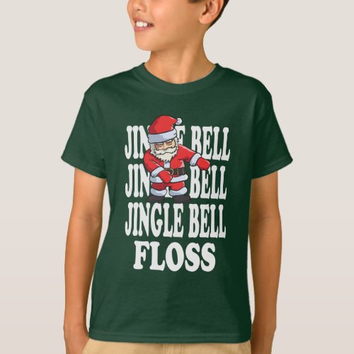 Jingle Bell Floss Santa Claus Flossing Christmas T_Shirt
