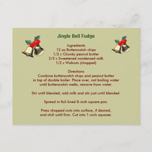 Jingle Bell Fudge Postcard