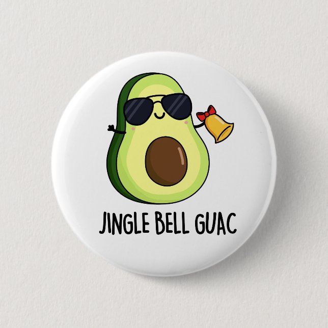 Jingle Bell Guac Funny Avocado Christmas Pun Button (Front)