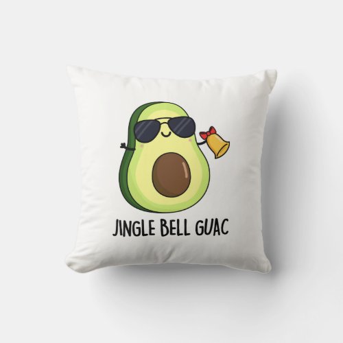 Jingle Bell Guac Funny Avocado Christmas Pun Throw Pillow