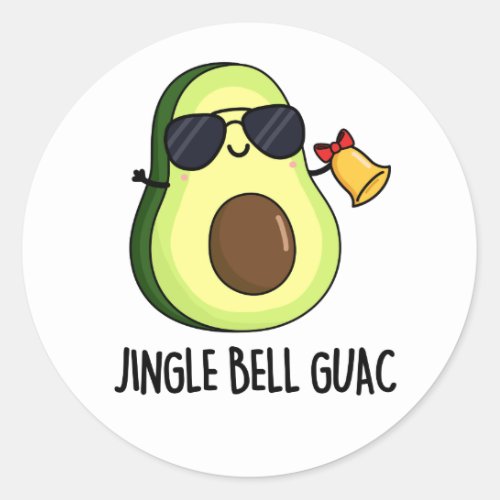 Jingle Bell Guac Funny Avocado Pun  Classic Round Sticker