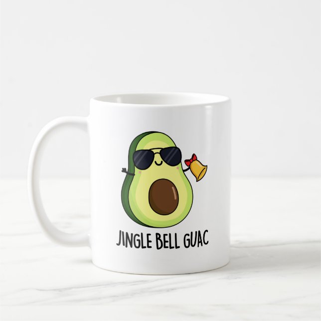 Jingle Bell Guac Funny Avocado Pun  Coffee Mug (Left)