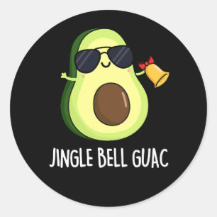 Jingle Bell Guac Funny Avocado Pun Dark BG Classic Round Sticker