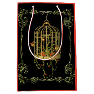 Jingle bell plant in a birdcage art nouveau medium gift bag