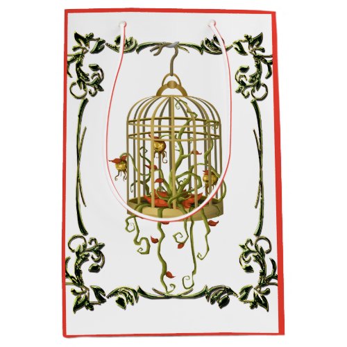 Jingle bell plant in a birdcage art nouveau unique medium gift bag