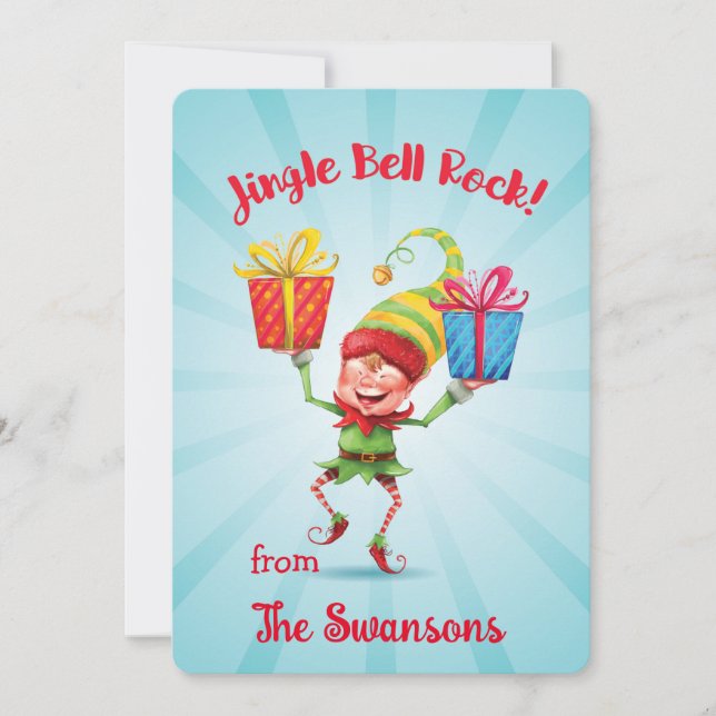 Jingle Bell Rock Elf With Gifts Card (Front)