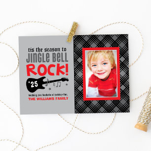 Jingle Bell Rock Modern Guitar Photo Holiday Card