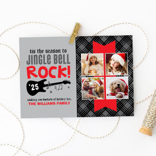 Jingle Bell Rock Red Guitar Music Photo Collage Holiday Card