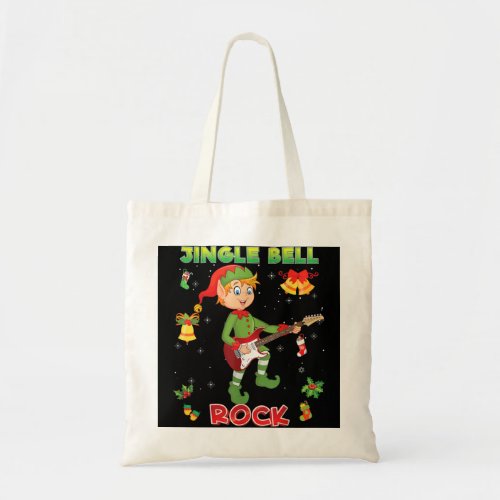 Jingle Bell Rock Rockin Christmas Elf Playing Gui Tote Bag