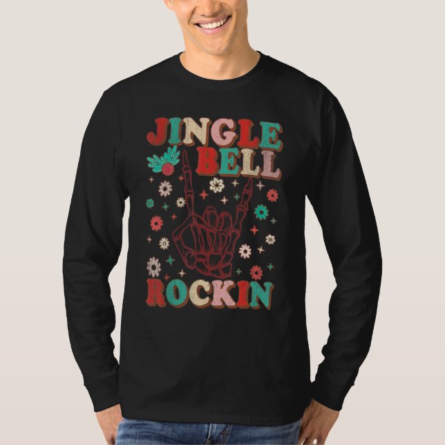 Jingle Bell Rockin Retro Christmas Morning Christm T-Shirt (Front)