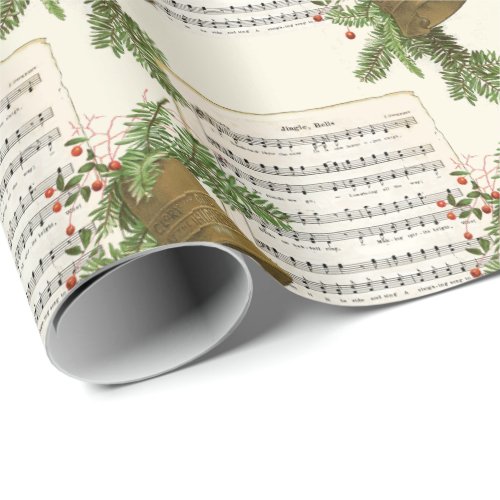 Jingle Bell Sheet Music Vintage Christmas Bells Wrapping Paper
