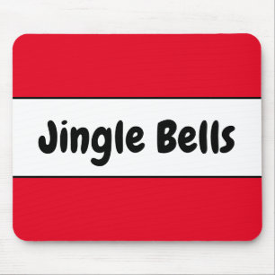 JINGLE BELLS Bright Colorful Red White Stripes Mouse Pad