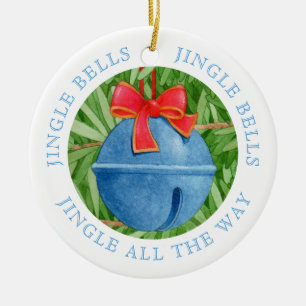 JINGLE BELLS Ceramic Circle Ornament + Text