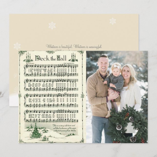 Jingle Bells Christmas Carol Photo Holiday Card (Front/Back)
