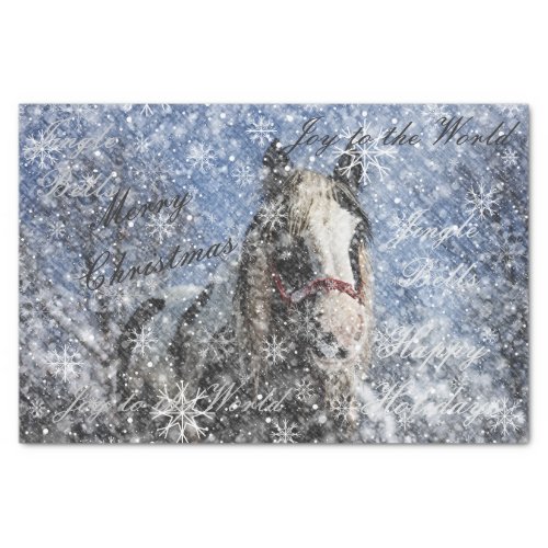 Jingle Bells Christmas Decoupage Horse Tissue Paper