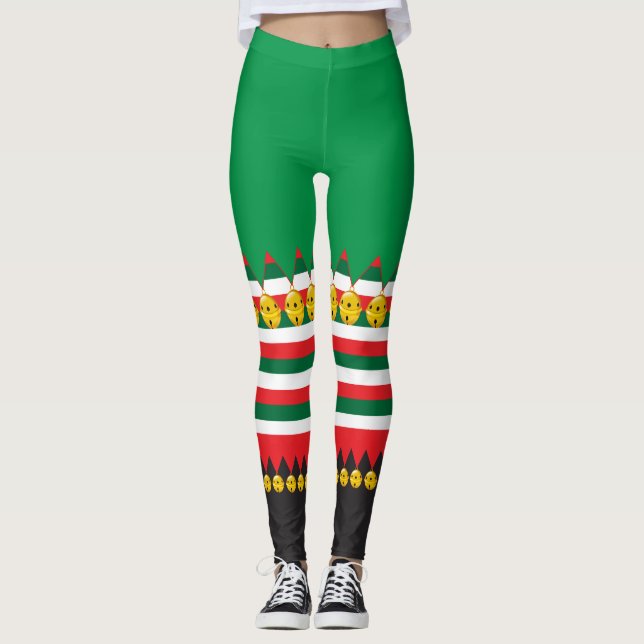 Jingle Bells Christmas Elf Costume Leggings (Front)