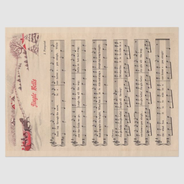 Jingle Bells Christmas Holiday Carol Sheet Music  (Front)