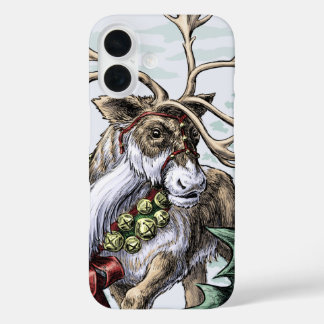 "Jingle Bells" Christmas Holiday Reindeer Art iPhone 16 Case