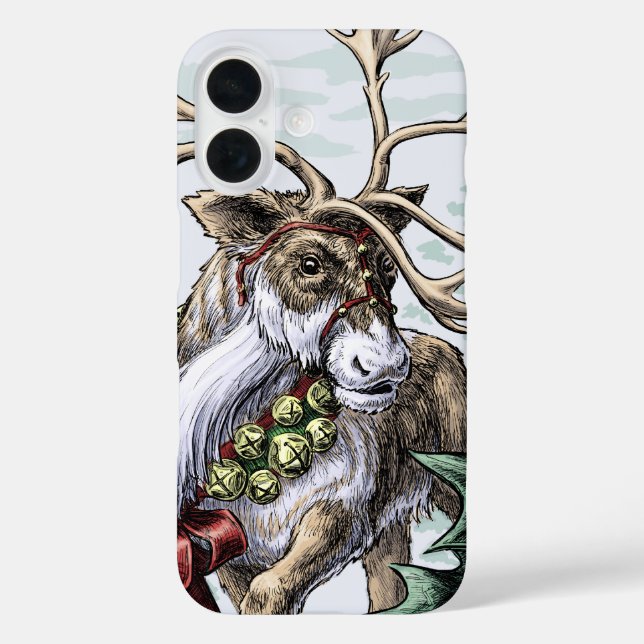 "Jingle Bells" Christmas Holiday Reindeer Art Case-Mate iPhone Case (Back)