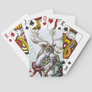"Jingle Bells" Christmas Holiday Reindeer Art Poker Cards