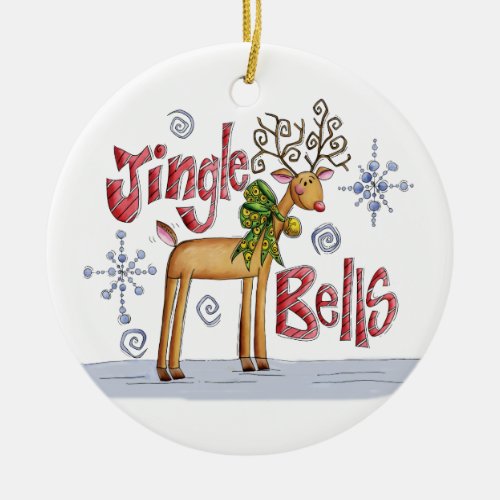 Jingle Bells Christmas Ornament _ Cute Reindeer