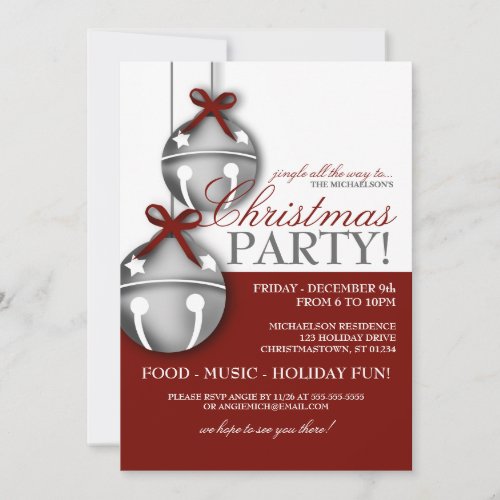 Jingle Bells Christmas Party Custom Invitations