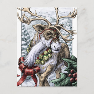 "Jingle Bells" Christmas reindeer postcard