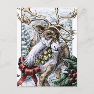 "Jingle Bells" Christmas reindeer postcard
