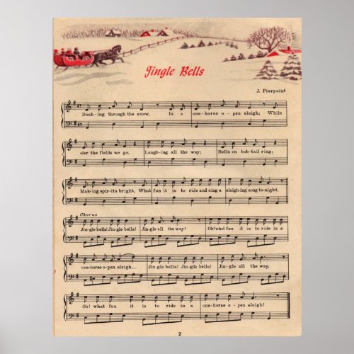 Jingle Bells Christmas Vintage Sheet Music