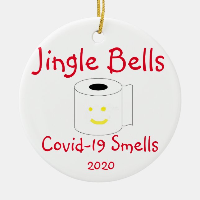 Jingle Bells, Covid-19 Smells Christmas Ceramic Ornament (Front)