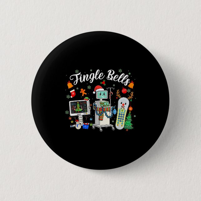 Jingle Bells Er Nurse Funny Christmas Tech Nursing Button (Front)