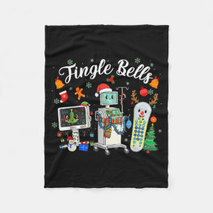 Jingle Bells Er Nurse Funny Christmas Tech Nursing Fleece Blanket