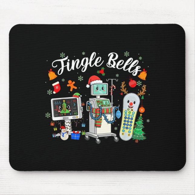 Jingle Bells Er Nurse Funny Christmas Tech Nursing Mouse Pad (Front)