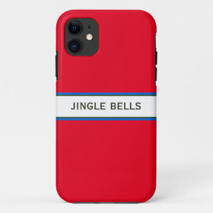 JINGLE BELLS Festive Modern Red White Stripes iPhone 11 Case