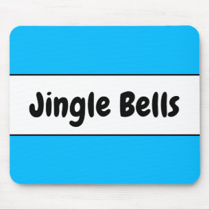 JINGLE BELLS Fun Bright Sky Blue White Stripes Mouse Pad