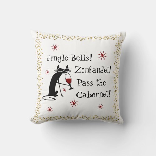 Jingle Bells Funny Christmas Wine Quote Throw Pillow