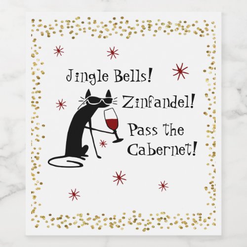 Jingle Bells Funny Christmas Wine Quote Wine Label