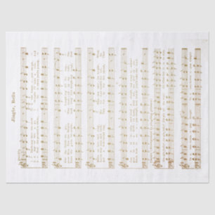 Jingle Bells Holiday Tissue Decoupage Paper Gold