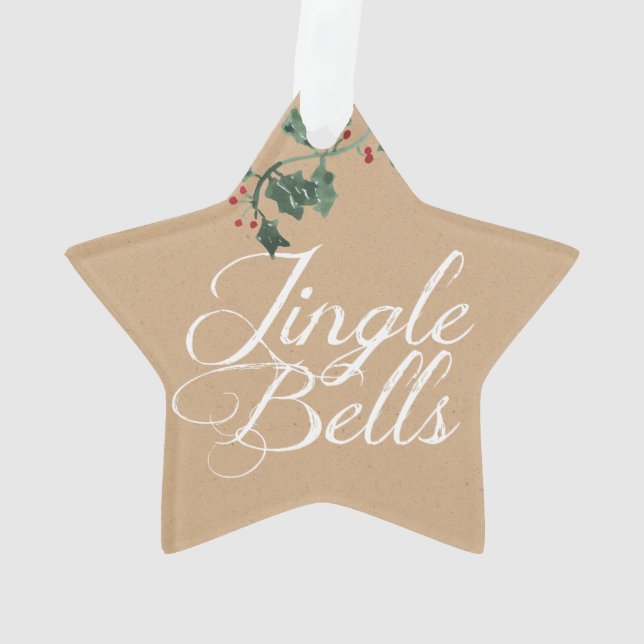 Jingle Bells Holly Holiday Acrylic Ornament (Back)