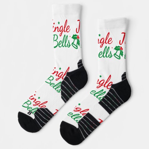 Jingle Bells Image Printed trouser socks_bootee Socks