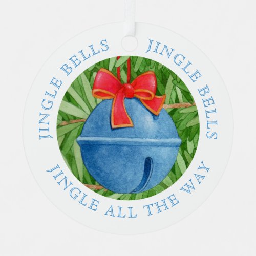 JINGLE BELLS Metal Circle Ornament  Text