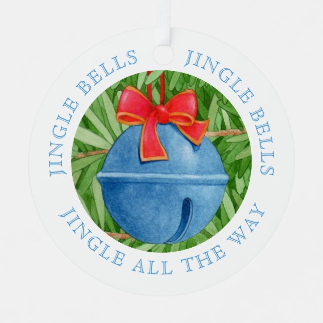 JINGLE BELLS Metal Circle Ornament + Text (Front)