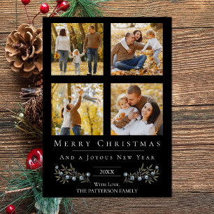 Jingle Bells Photo Collage Christmas Black Holiday Card