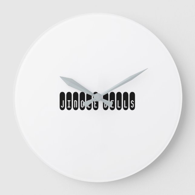 Jingle Bells Printed Wall Art Time Piece Decor Large Clock (Front)